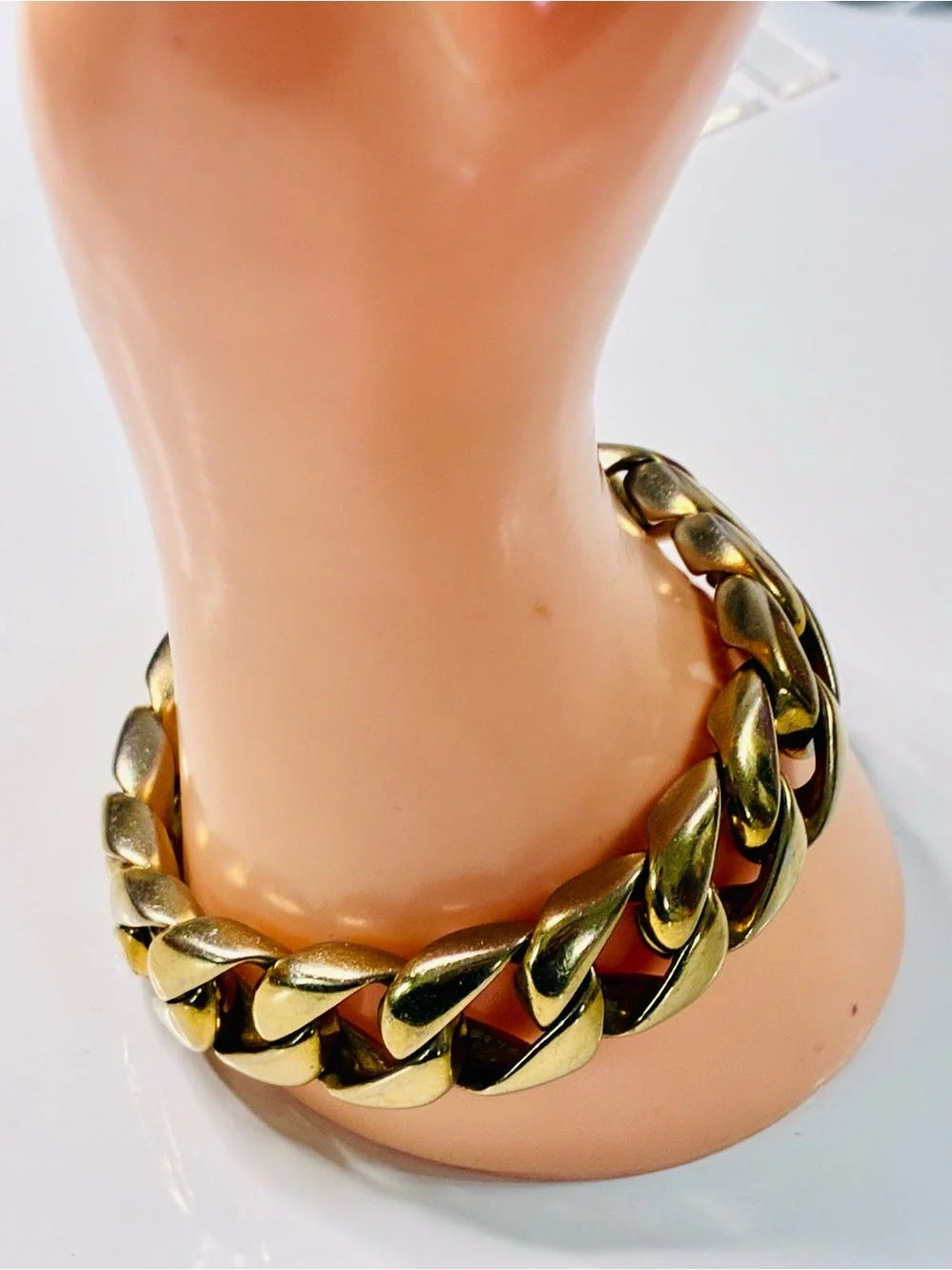 Men's Gold-Tone Cuban  Link Bracelet HEAVY 90g Stainless Steel Pre loved